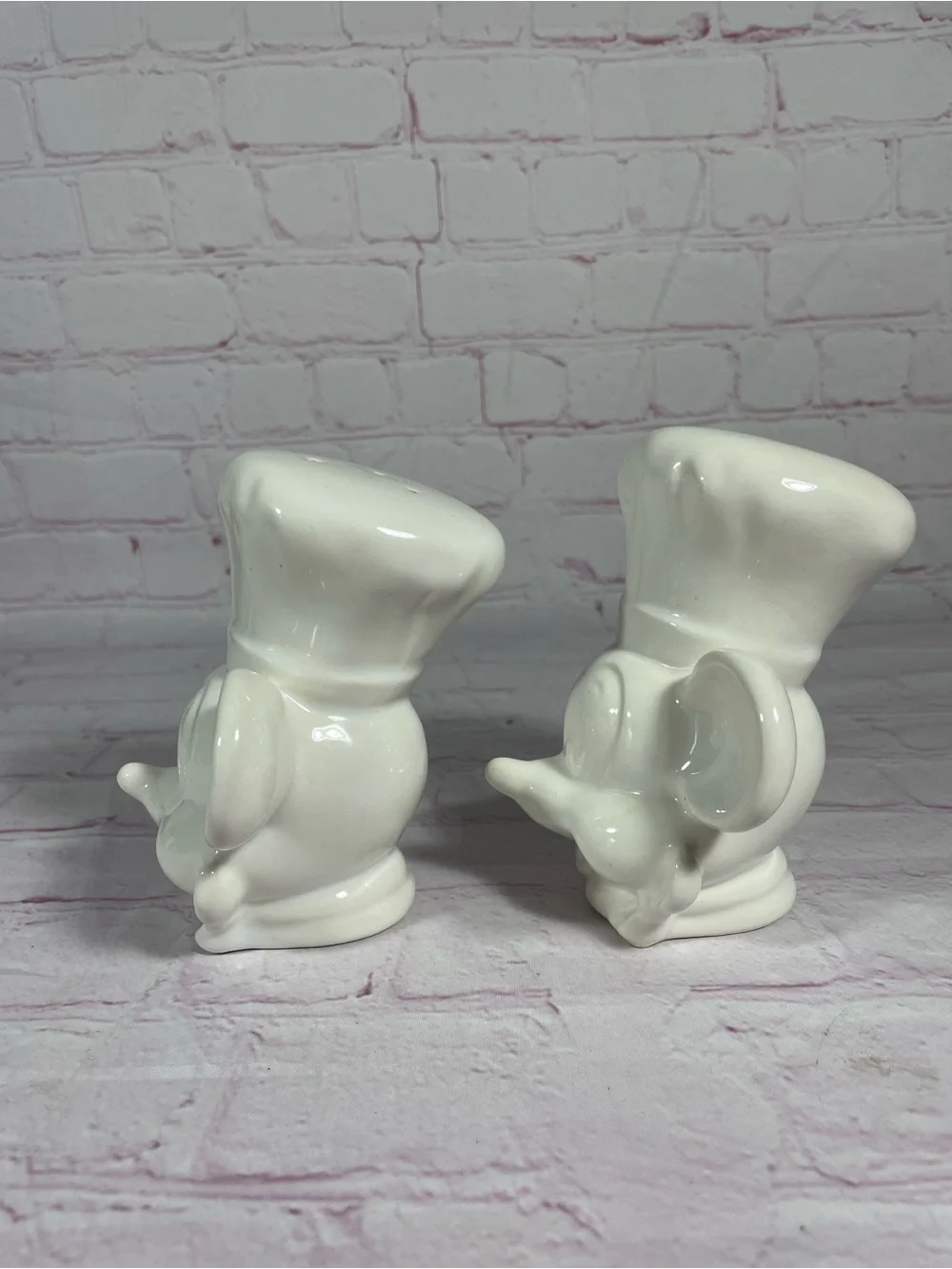 Vintage Disney Mickey Mouse In Chefs Hat Ceramic Salt and Pepper Shaker Pair